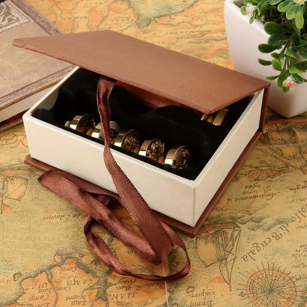 6 Pcs Wax Seal Stamp Set, Vintage Tree of Life Bee Heart Compass Feather with Lo - Picture 2 of 6